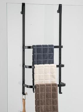 免打孔黑色双层毛巾架浴室三层壁挂毛巾杆卫生间单层毛巾挂架新品