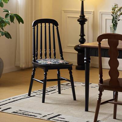 中古风法式复古实木餐椅家用靠背椅子长凳家用休闲美式地中海椅子