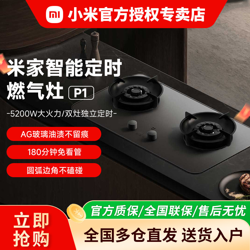 小米 米家P1智能定时燃气灶煤气灶台双灶嵌入式家用节能大火力