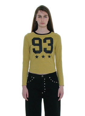 柔软弹性气质美式上衣 韩国正品 PARTIMENTO 数字93长袖修身T恤