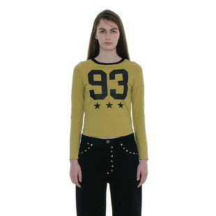 柔软弹性气质美式上衣 韩国正品 PARTIMENTO 数字93长袖修身T恤