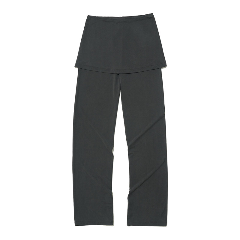 thumbnail for Double Layer Fake Two Piece Yoga Pants Korean Genuine PARTIMENTO Women's Loose Soft Slacks