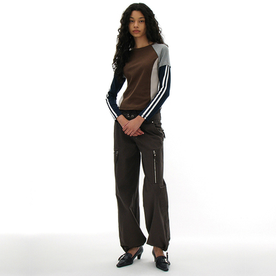 新款层叠拉链百搭工装休闲长裤