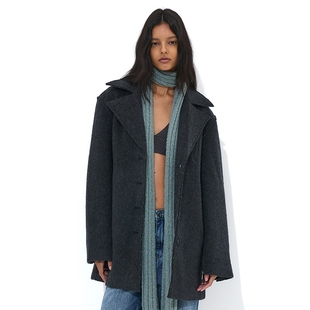 韩国正品 PARTIMENTO 2025秋新款国内现货羊毛混纺单排扣毛呢外套