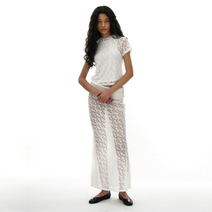 韩国正品 PARTIMENTO 2025新款女士国内现货时尚花式蕾丝半身长裙