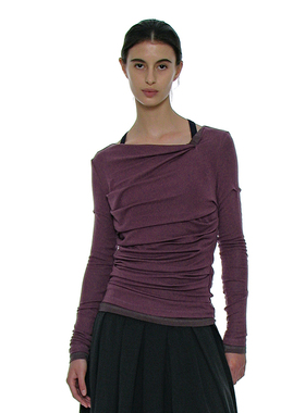 可拆卸两件套 韩国正品 PARTIMENTO 25FW褶皱性感百搭个性长袖T恤