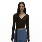 2025春夏新款 韩国正品 PARTIMENTO 国内现货性感v领绑带连帽T恤