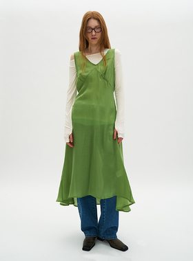 韩国正品 PARTIMENTO 2025年秋季新款纯色休闲时尚无袖V领连衣裙