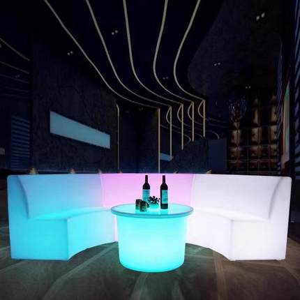 创意led发光弧形沙发凳子酒吧桌子KTV组合卡座网红茶几家具靠背椅