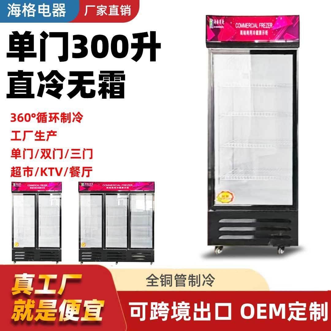 单开门300升夏季直冷饮料啤酒冷藏展示柜冷冻柜立式冰柜商用冷柜