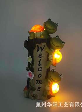 庭院太阳能树脂乌龟装饰跨境花园WELCOME乌龟摆件