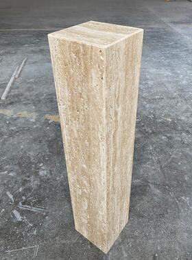 天然石灰华大理石底座桌酒店客房装饰点缀底座石柱雕刻桌典雅定制