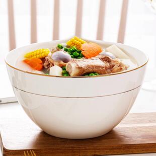 金边骨瓷汤碗家居创意时尚大容量面碗汤盆煮鱼碗陶瓷海碗