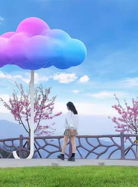 网红打卡云朵秋千座椅玻璃钢雕塑户外景区创意步行街大型装饰摆件
