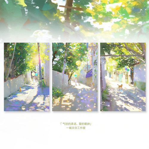 「气球的承诺，爱的眼神」原创明信片插画文艺贺卡礼物治愈森林纸