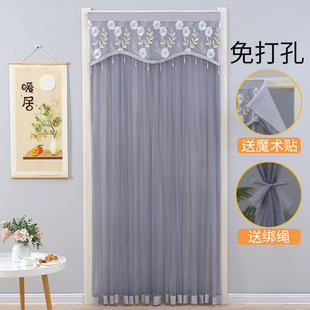蕾丝门帘免打孔伸缩杆半帘纱帘透光不透人卧室隔断帘卫生间遮挡帘