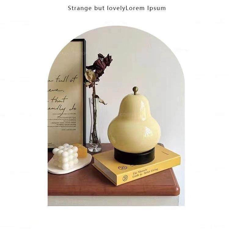 中古法式奶油梨子台灯卧室床头书房客厅充电触摸便携氛围感小夜灯