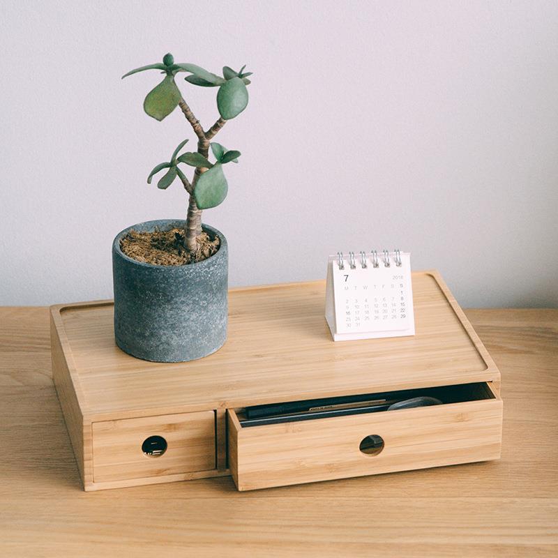 木制日式办公桌收纳置物架客厅创意抽屉式桌面杂物收纳盒