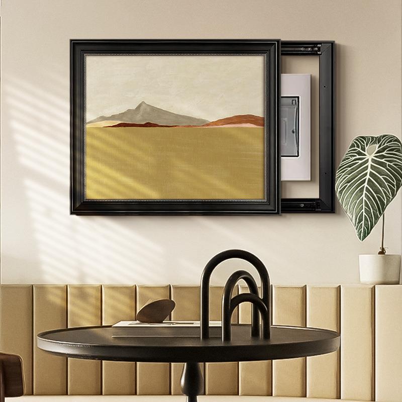 法式中古风复古客厅电表箱装饰画配电箱遮挡电源盒可推拉风景挂画