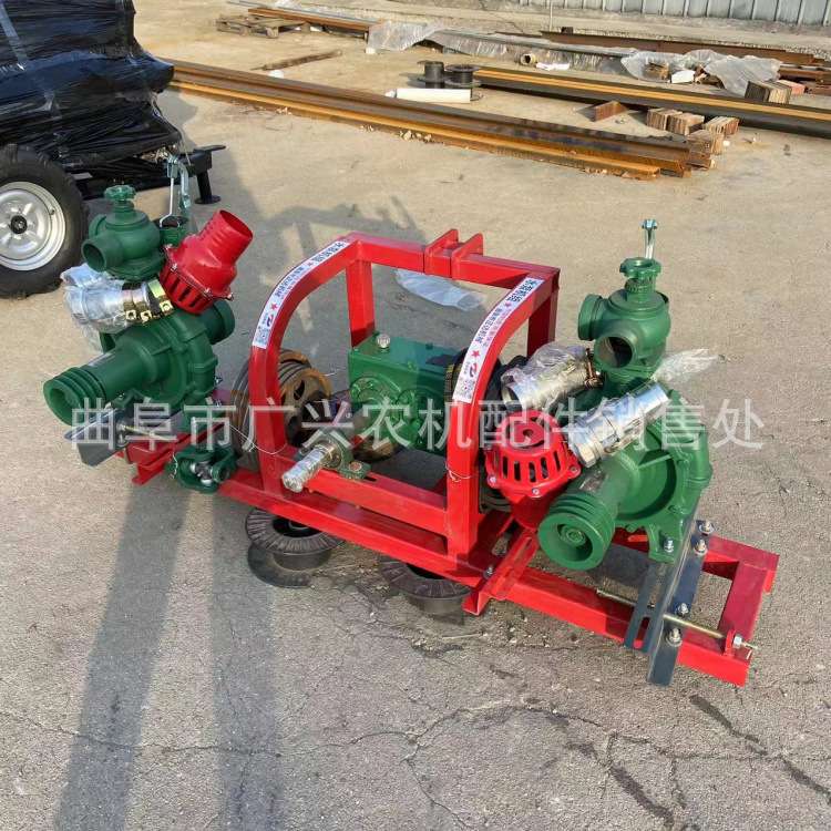 两个水泵同时用拖拉机带4寸喷灌泵扬程100米14米可选购