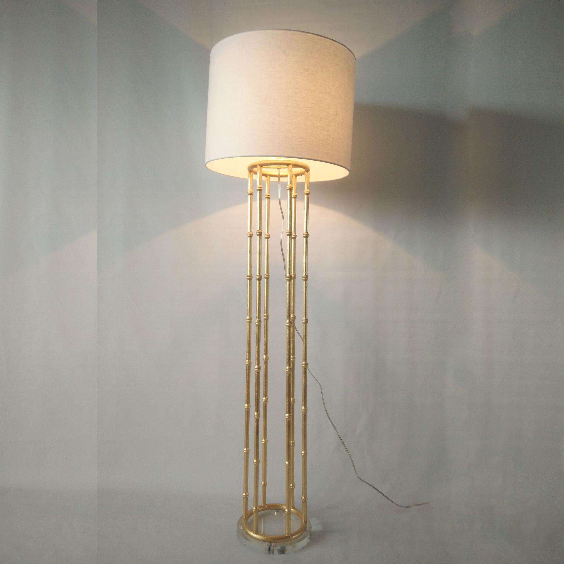 美式轻奢竹节管压克力麻布客厅落地灯软装设计别墅酒店铁艺落地灯