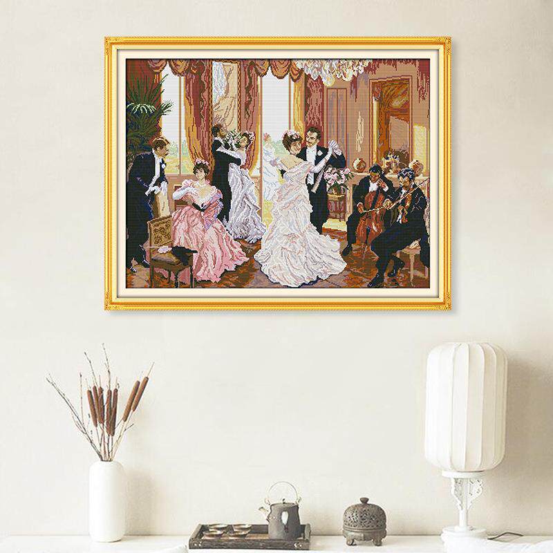 欢乐99十字绣家庭舞会欧式客厅人物系列装饰挂画大幅自绣布艺