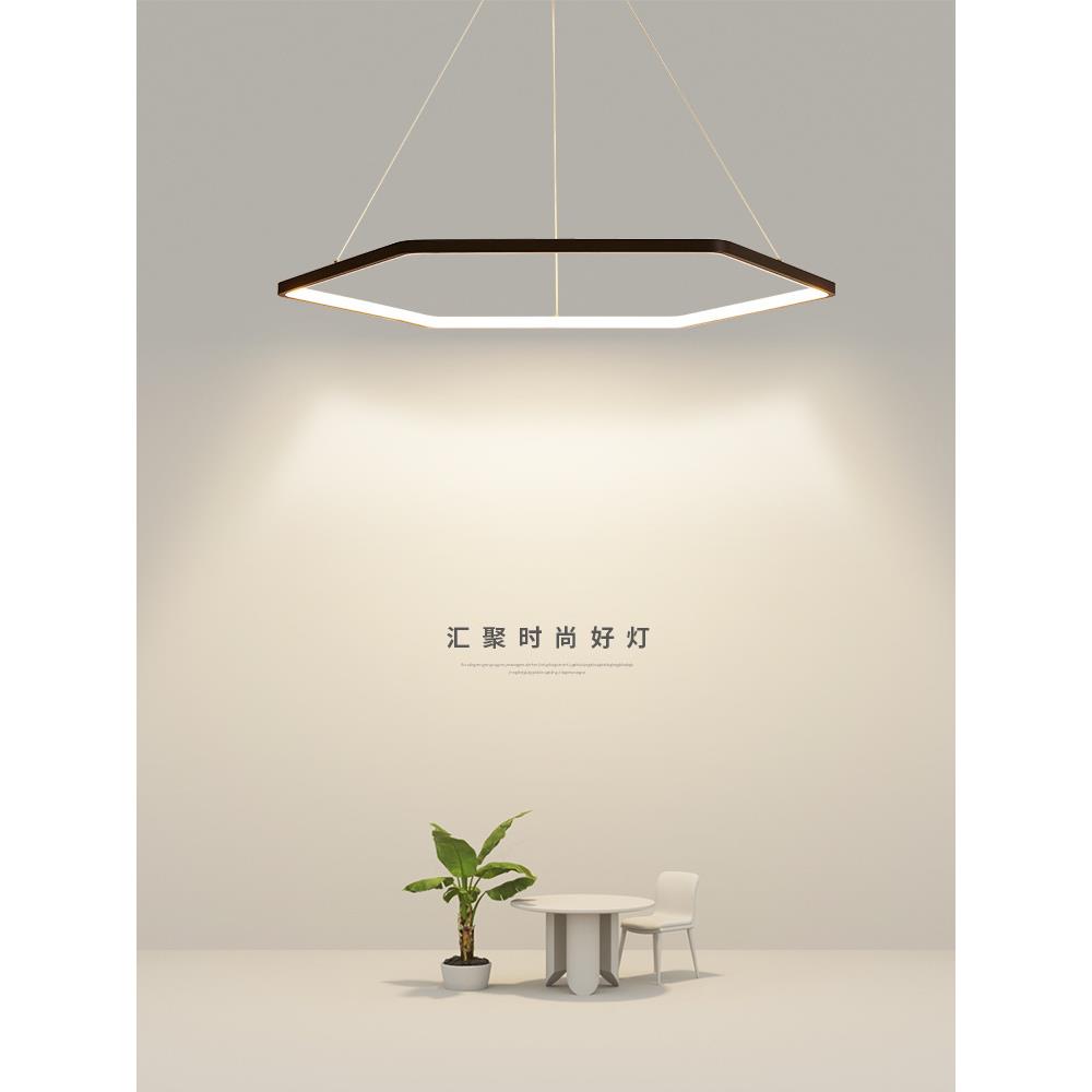 餐厅吊灯现代简约几何六边形极简客厅卧室饭厅书房灯广东中山灯具