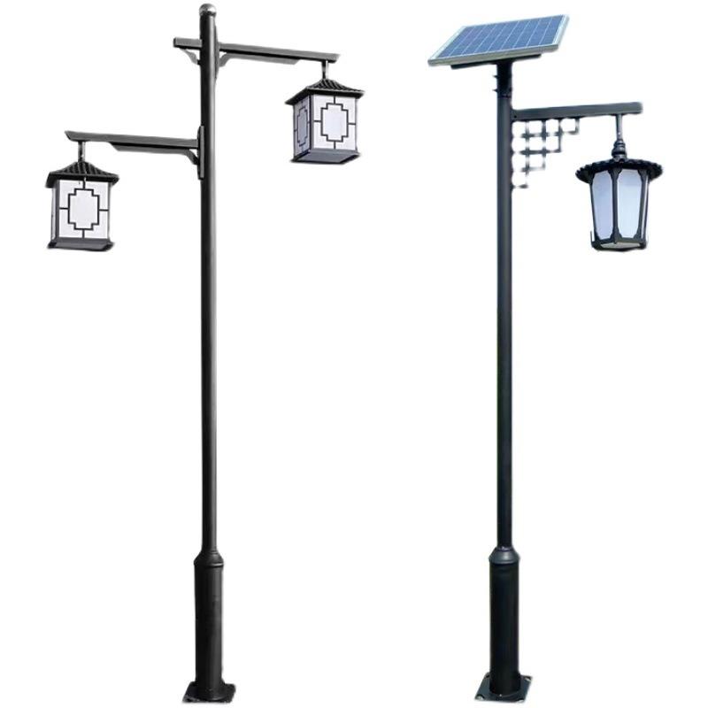 中式仿古led灯公园户外小区3米路灯太阳能景观灯防水双灯笼庭院灯