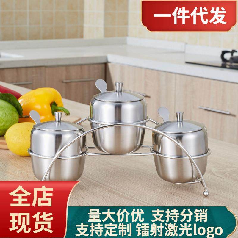 304不锈钢调料罐套装厨房调味罐不锈钢桥形调盒日用百货厨房用品