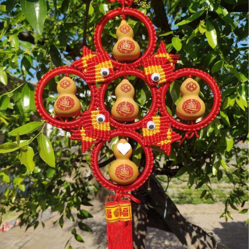文玩葫芦挂件五福临门客厅卧室玄关中国结家居工艺品墙壁装饰挂件
