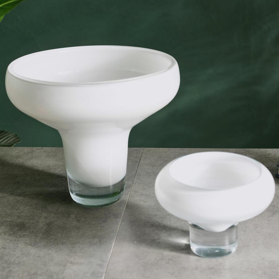 美式创意高脚圆形水晶玻璃花瓶酒店民宿仿真花家居装饰琉璃花瓶