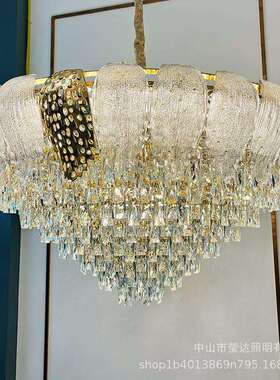 现货简约客厅吊玻璃灯吊灯高档大气别墅大厅餐厅水晶卧室轻奢led