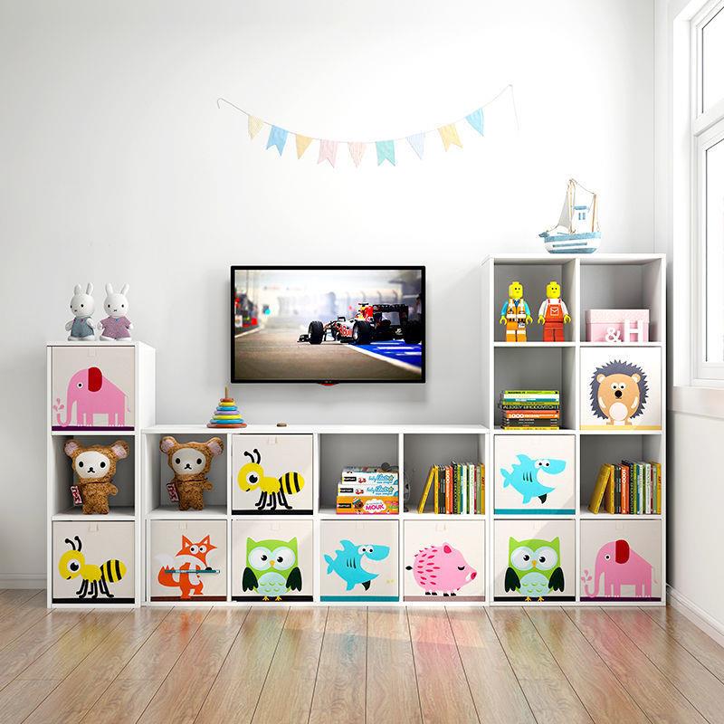 儿童落地书架实木宝宝玩具收纳柜储物柜置物架卧室整理柜子绘萍润