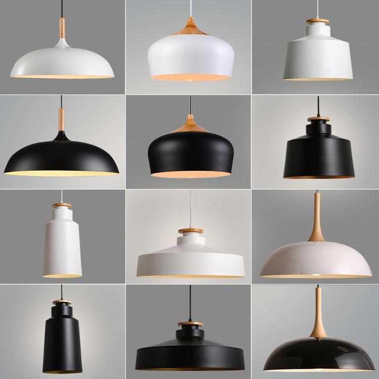 北欧木艺铁艺锅盖吊灯餐厅卧室单头吊灯艺术吧台网咖简约日式灯具