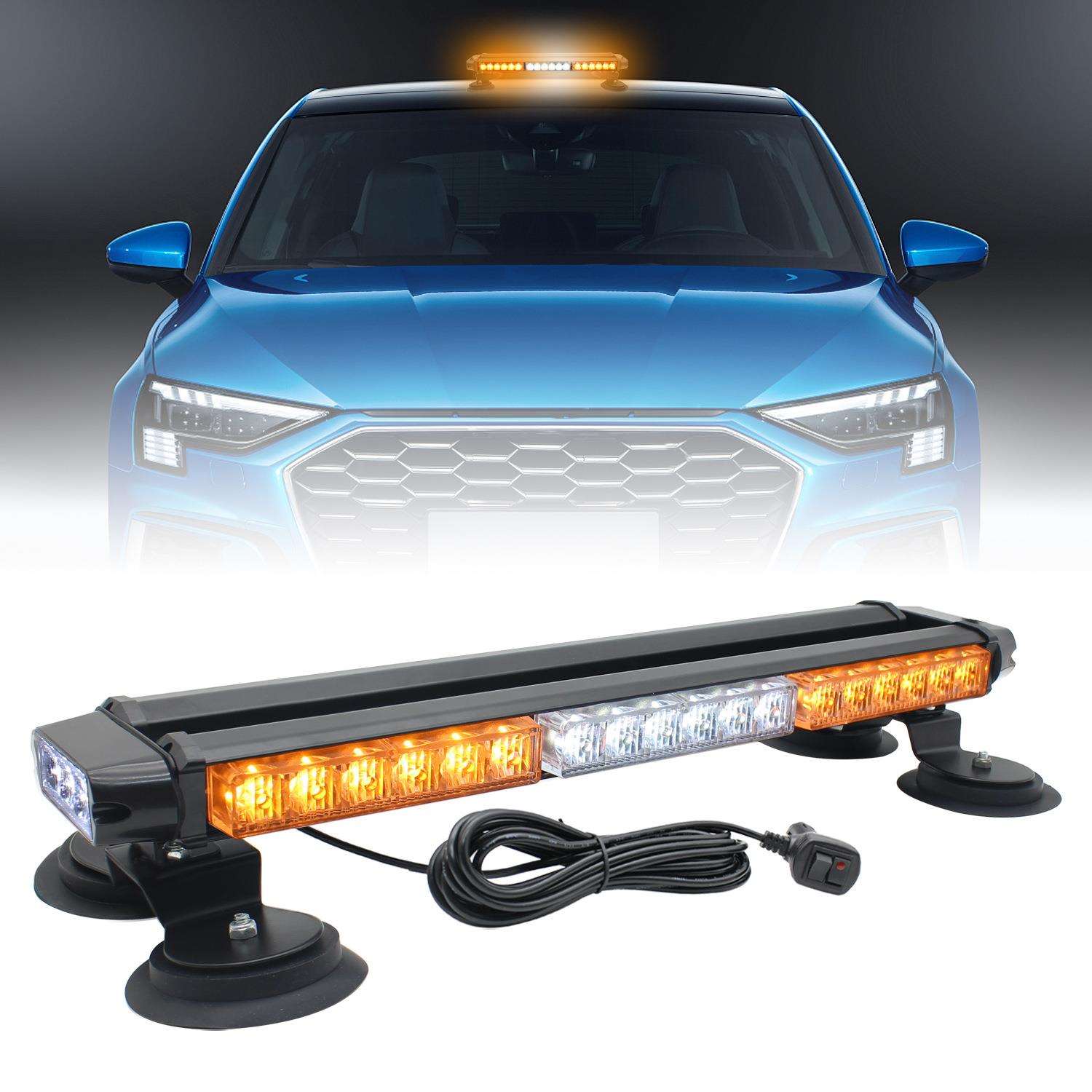 42LED汽车吸顶爆闪灯四面双排3节开道车工程车顶频闪警示灯带磁吸