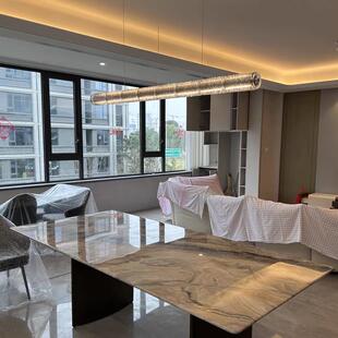 意大利FLOS极简一字长条餐厅吊灯轻奢吧台茶室水晶玻璃感应灯具