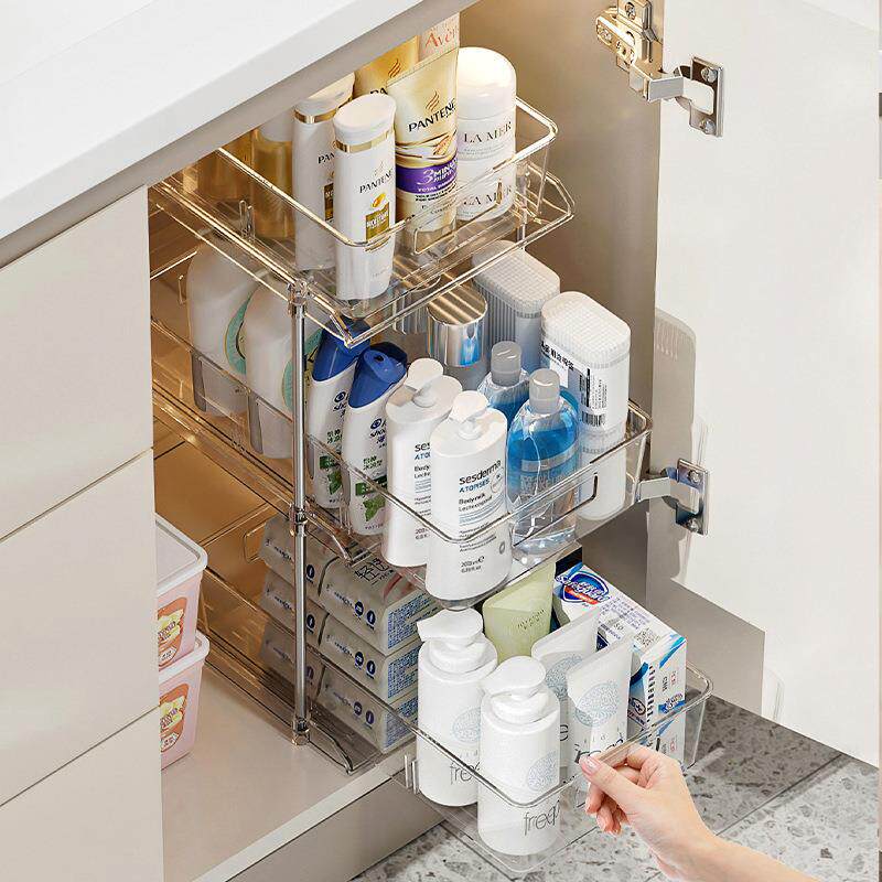 浴室柜下水槽置物架多层卫生间洗漱台柜子抽拉收纳盒深柜改造神G^