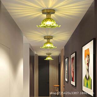 跨境过道轻奢网红过道灯走廊灯复古荷叶吸顶灯玄关灯网红小吸顶灯