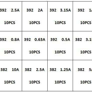 240Pcs382 392圆柱形保险丝0.5A1A1.25A2A3.15A4A5A6.3A8A10A套件