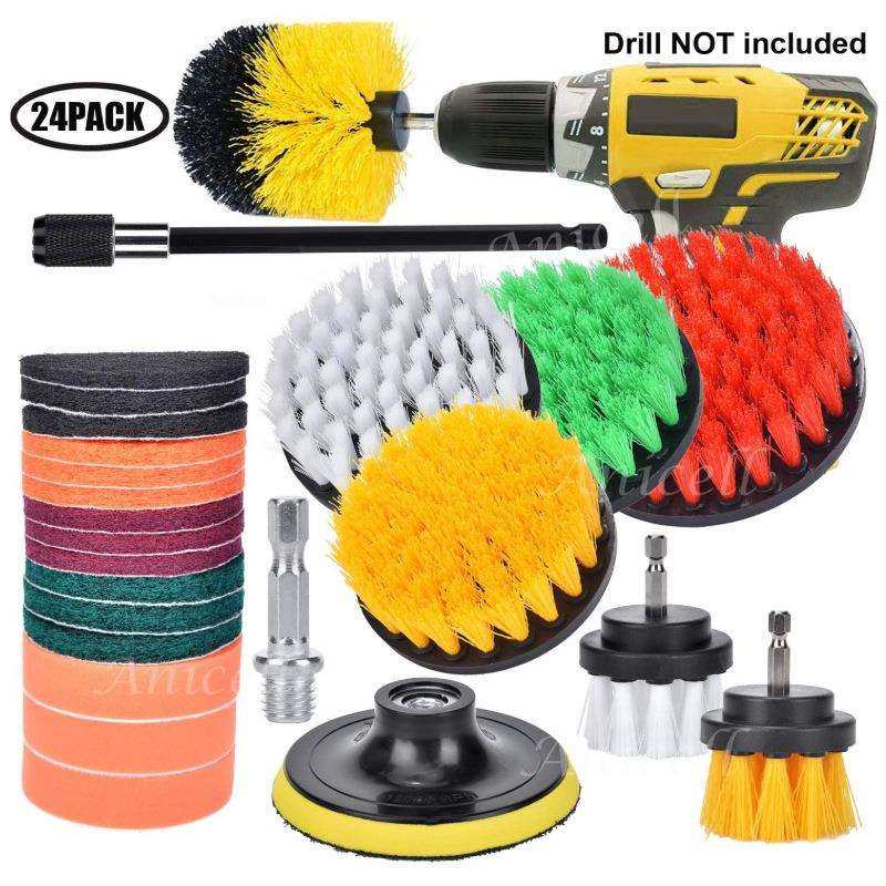 跨境爆款亚马逊热卖电钻刷头套装24件套装玻璃地砖墙面清洁刷头,农机/农具/农膜,播种栽苗器/地膜机,淘宝优惠券,粉丝福利购,淘宝优惠卷