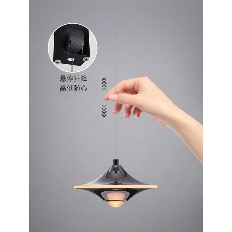 卧室床头吊灯现代简约轻奢高级创意升降飞碟小山丘氛围房间吊线灯