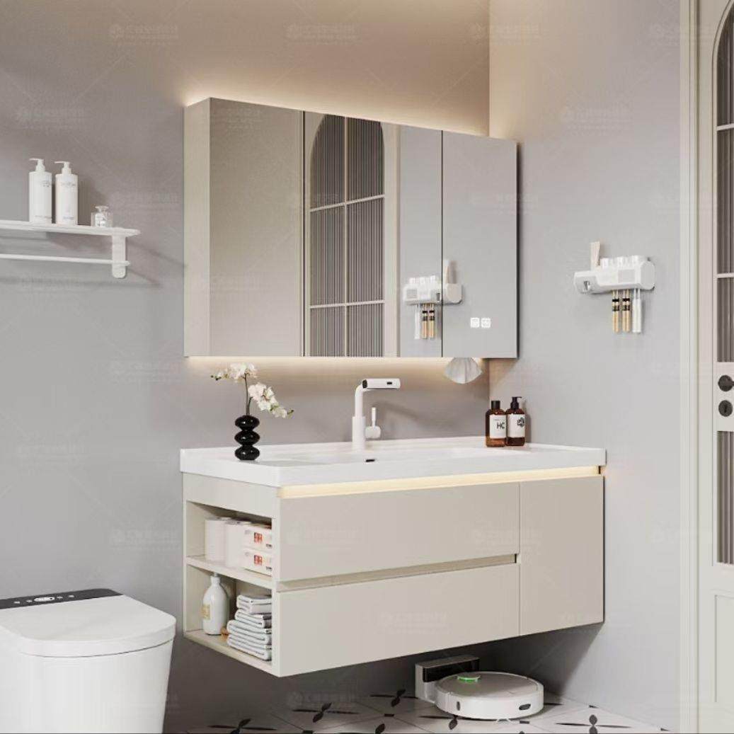 2025年新款多功能奶咖色带侧柜浴室柜美妆镜柜浴陶瓷一体盆吹风机,农机/农具/农膜,播种栽苗器/地膜机,淘宝优惠券,粉丝福利购,淘宝优惠卷