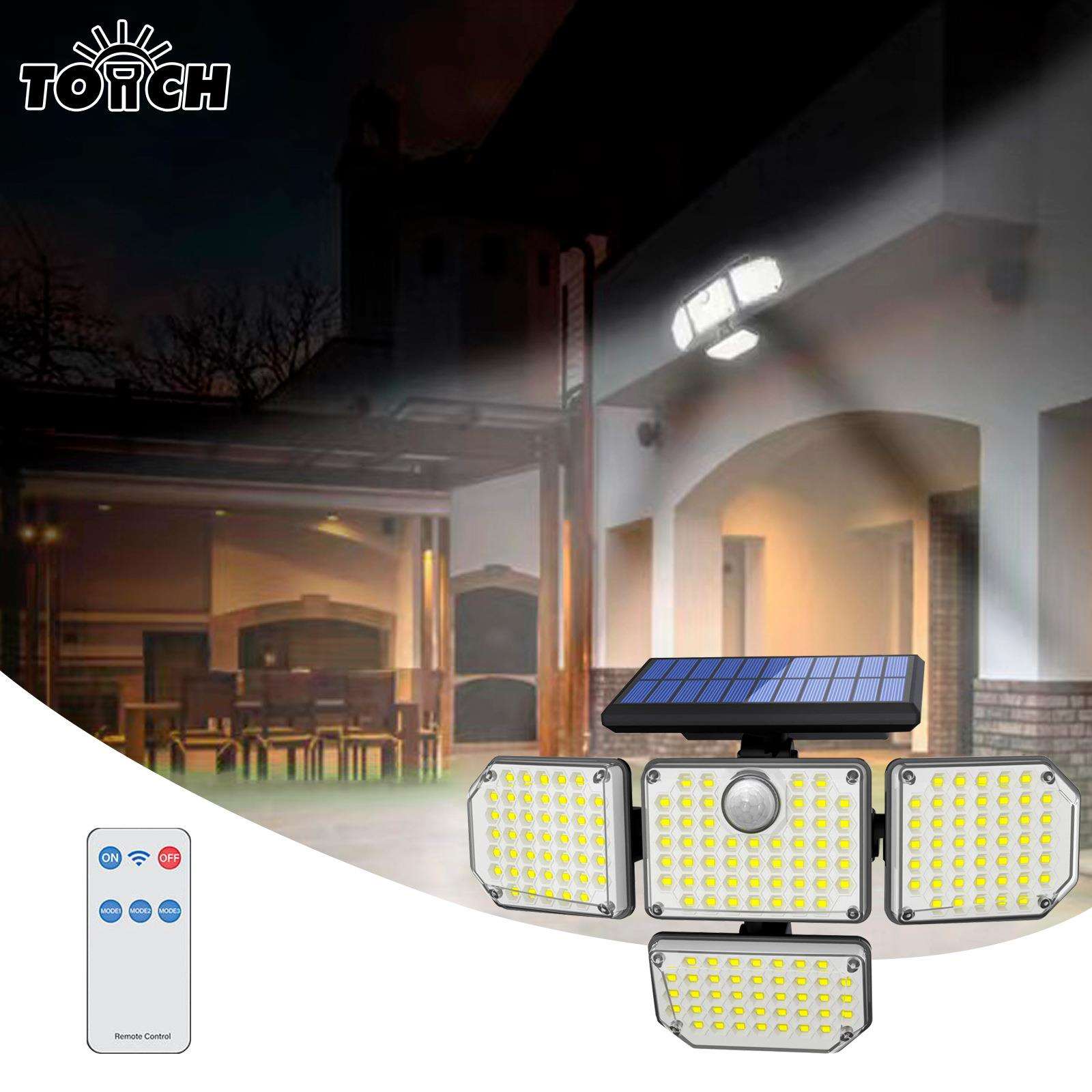 厂家直销亚马逊181LED太阳能壁灯人体感应灯智能光控户外庭院灯