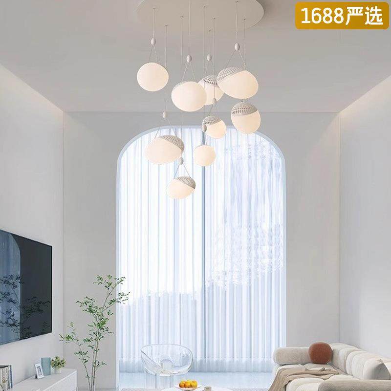 【严选】客厅吊灯现代简约卧室创意球形设计鹅卵石网红奶油风灯具