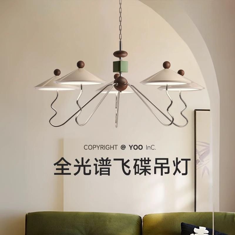 2025年新款奶油色昼夜灯法式中古客厅吊灯全光谱复古大厅护眼灯