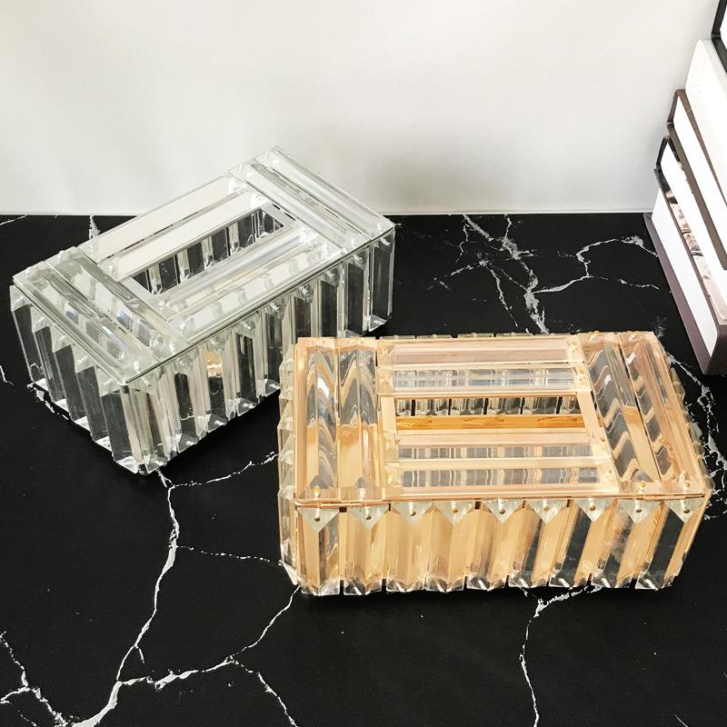 欧式电镀金水晶纸巾盒家用客厅抽纸盒酒店桌面餐巾纸盒创意纸巾盒
