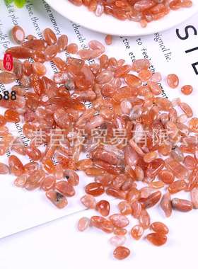 圆角天然金太阳碎石摆件厂家 铜太阳石边角料sunstone儿童淘矿