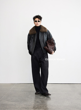 COM25AW【lemeiParis秀款毛领】定染意大利深咖色翻领飞行夹克