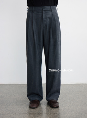 COM26SS【West coast羊毛条纹】浅灰色条纹羊毛西裤