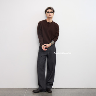 长袖 肌肤诗篇羊毛天丝打底衫 T恤 文艺复兴华夫格亨利领 COM25AW